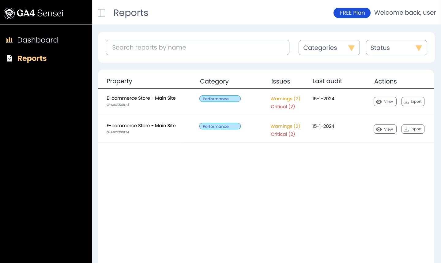 Export Report Screenshot